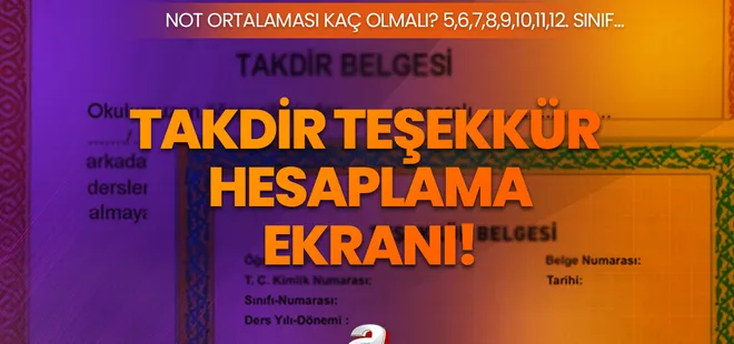 Not ortalaması kaç olursa takdir teşekkür belgesi alınır 2024? 5,6,7,8,9,10,11,12. sınıf karne ortalama hesaplama nasıl yapılır?