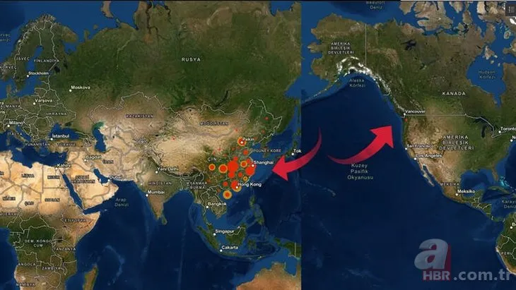 Koronavirüsünün görüldüğü ve riskli olan yerler! Korkutan harita...