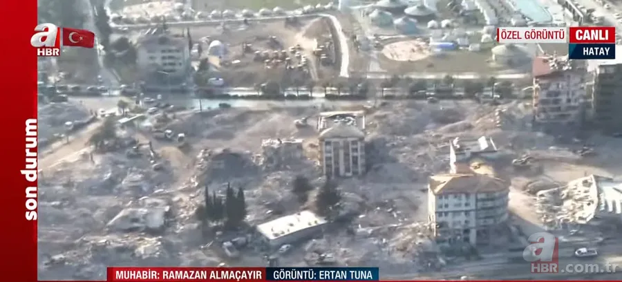 A Haber canlı yayında ekranlara taşıdı! İşte Hatay'daki büyük yıkımın havadan görüntüsü 11