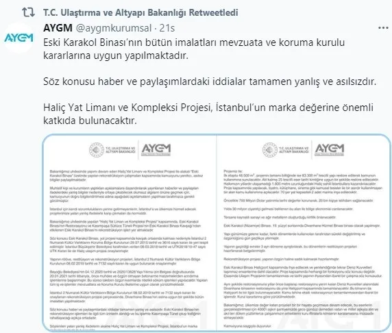 Ulaştırma ve Altyapı Bakanlığından Eski Karakol Binası iddialarına yalanlama