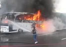Yolcu otobüsü alev alev yandı