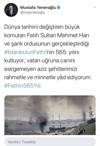 Mustafa Yeneroğlu, iki sene önce mit ve hikaye dediği kutlamaları öven animasyon filmini paylaşmış