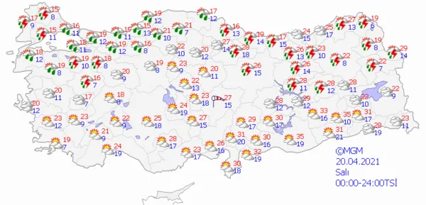 1618676399951.png Meteoroloji'den son dakika uyarısı! Bu illerde yaşayanlar dikkat! Bu gece yarısı başlayacak... İstanbul Ankara İzmir hava durumu - 11