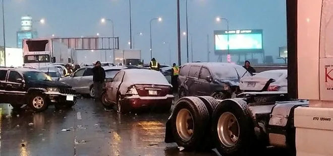 ABD’nin Chicago kentinde şoke eden kaza! Yaklaşık 60 araç birbirine girdi