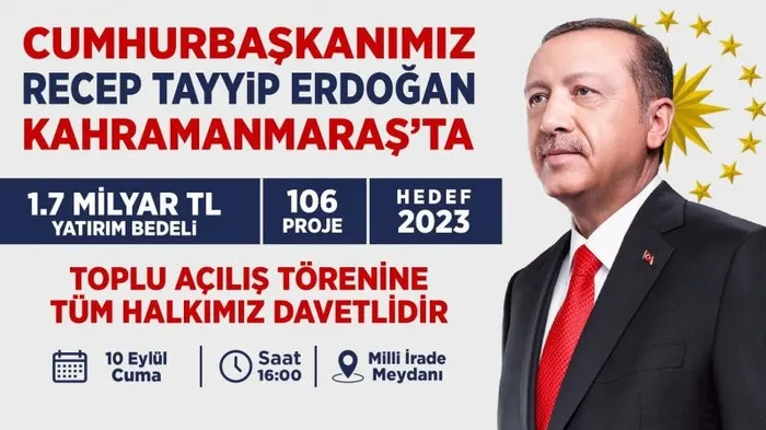 Son dakika: Başkan Erdoğan yarın Kahramanmaraş’ta gençlerle buluşacak! 1,7 milyar liralık projelerin açılışını yapacak