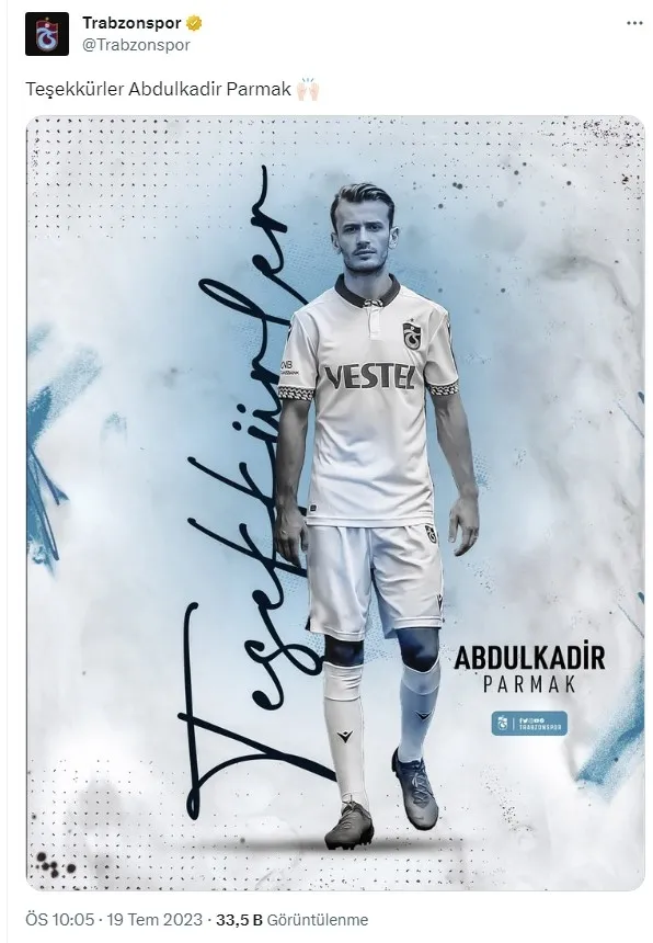 Trabzonspor: Abdulkadir Parmak için anlaşma sağlandı