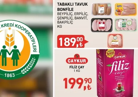 Tarım Kredi'de İNDİRİMLER BUGÜN BAŞLADI! 8-13 Ocak kataloğu: ÇAYKUR Filiz çay 199,902 TL, Tavuk 189 TL...