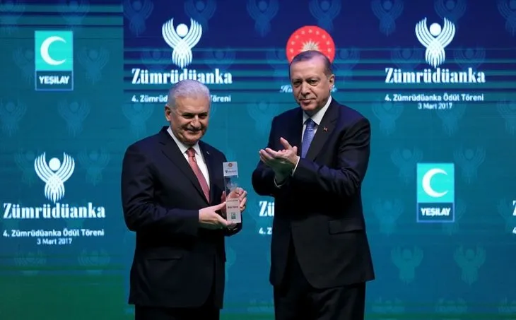 Başbakan Yıldırım, ödülünü Cumhurbaşkanı Erdoğan’ın elinden aldı