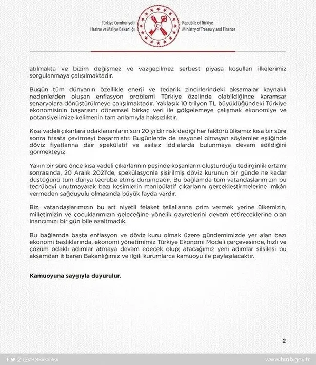 Hazine ve Maliye Bakanı ne zaman açıklama yapacak? Yeni Ekonomi Paketi açıklandı mı?