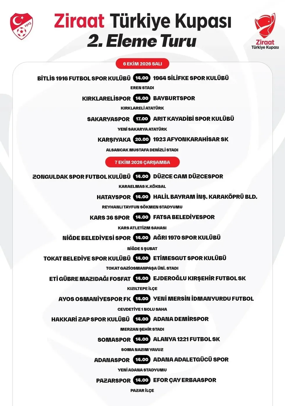 Ziraat Türkiye Kupası'nda 2. tur heyecanı! İşte maç programı - 1