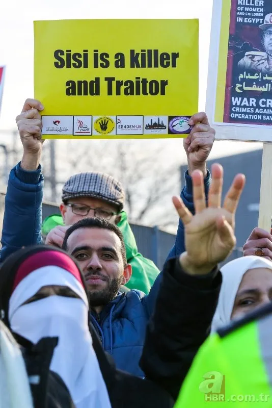 İngiltere'ye giden Sisi, protestolarla karşılandı