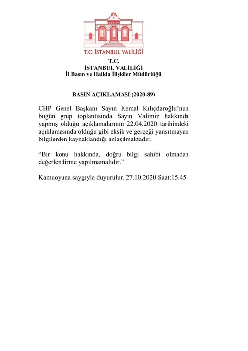 İstanbul Valiliği’nden Kılıçdaroğlu’nun iddialarına açıklama! Ali Yerlikaya’yı hedef almıştı