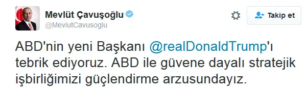 Bakan Mevlüt Çavuşoğlu'ndan Trump'a tebrik - 1
