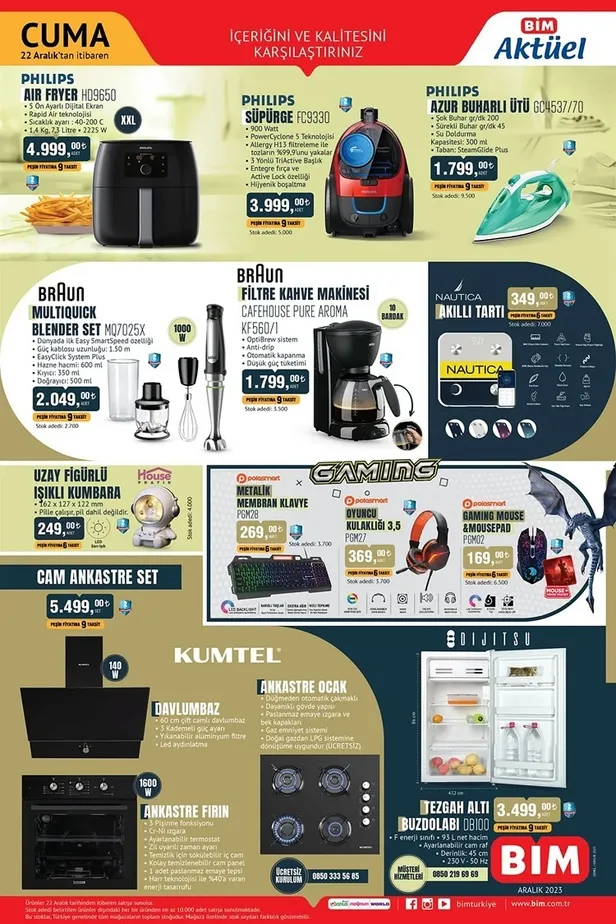 29 Aralık BİM aktüel ürünler kataloğu: 4K Smart Nanocell Tv, Buharlı Ütü, Yüzey Temizleyizi Mop, Airfryer uygun fiyata satışta