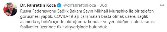 Sağlık Bakanı Fahrettin Koca Rus mevkidaşı Mikhail Murashko ile görüştü - 1