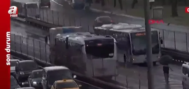 Son dakika: Küçükçekmece’de iki metrobüs çarpıştı