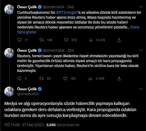 Reuters’ın Başkan Erdoğan’ı hedef alan masa başı operasyonuna AK Parti’den çok sert tepki: Şiddetle kınıyoruz