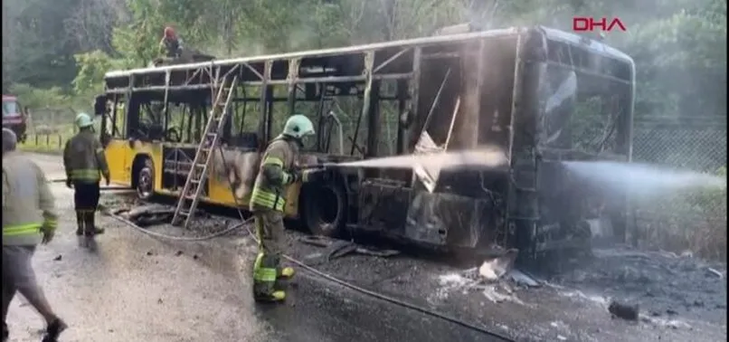 Beykoz'da İETT otobüsü alev alev yandı