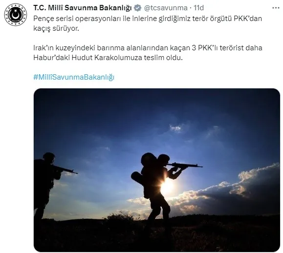 MSB: 3 PKK’lı terörist Habur’da teslim oldu - 1