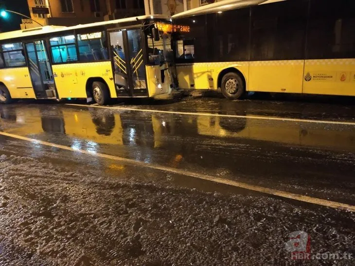İki İETT otobüsü kafa kafaya çarpıştı | Sarıyer’deki kaza anı kamerada