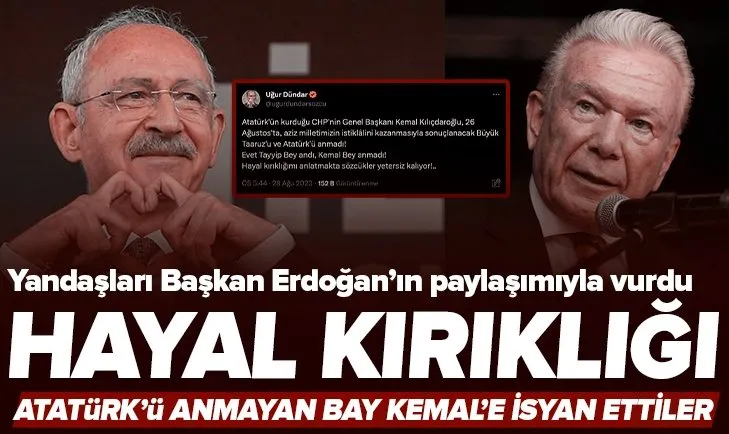 Atatürk’ü anmayan Kılıçdaroğlu’na Uğur Dündar’dan sert tepki: Hayal kırıklığımı anlatmakta sözcükler yetersiz kalıyor