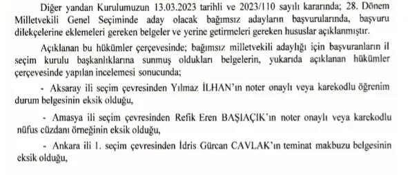 YSK kararı Resmi Gazete'de! İşte milletvekili seçilemeyecek isimler... - 5