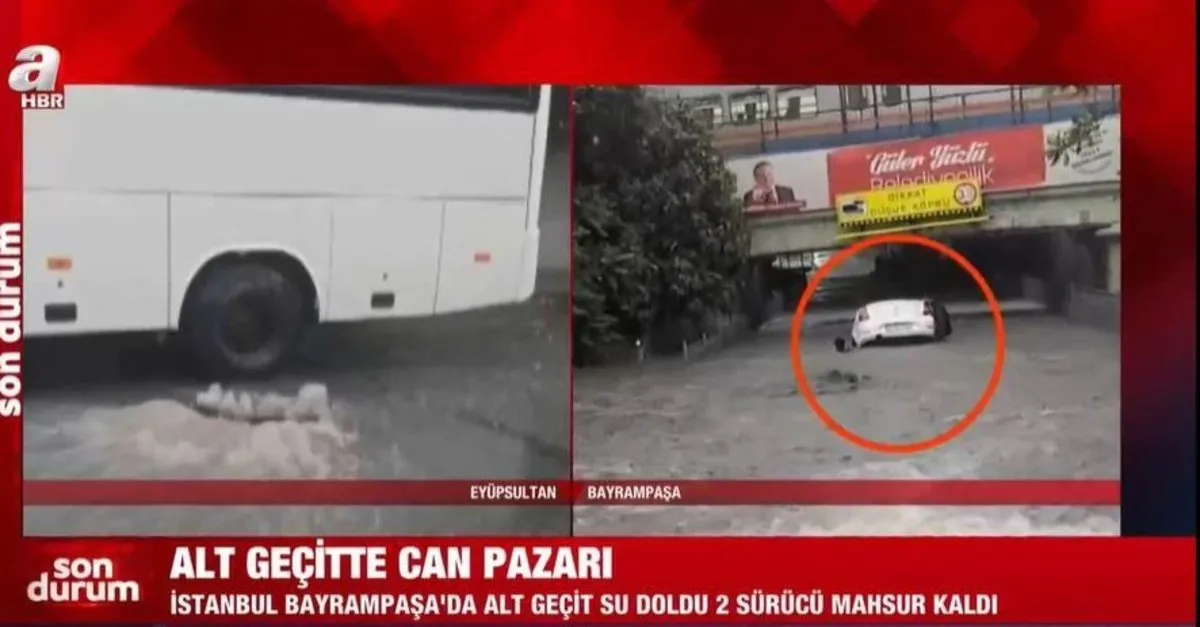 son dakika istanbul da saganak etkili oluyor bayrampasa da can pazari yuzerek kurtuldular hava durumu