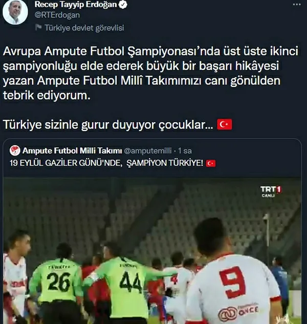 Son dakika: Türkiye Milli Ampute Takımı Avrupa Şampiyonu oldu