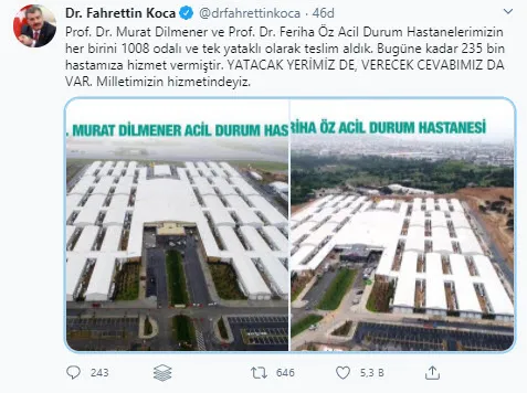 Son dakika: Sağlık Bakanı Fahrettin Koca'dan acil durum hastaneleri açıklaması: Yatacak yerimiz de verecek cevabımız da var - 1