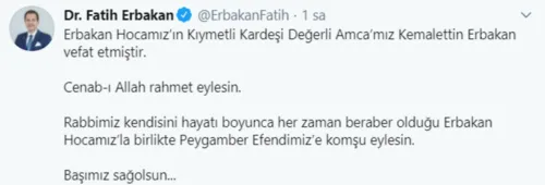 Son dakika: Necmettin Erbakan'ın kardeşi Kemalettin Erbakan hayatını kaybetti - 1