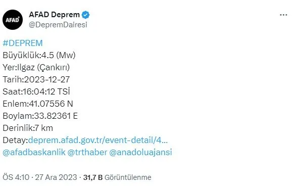 Son dakika deprem haberi... Çankırı'da deprem! Çevre illerde de hissedildi! AFAD ilk detayları duyurdu... - 3