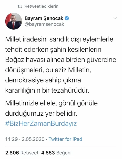 AK Partili Bayram Şenocak’tan darbe imasında bulunan CHP’li Canan Kaftancıoğlu’na sert eleştiri: Şahindi, güvercine döndü