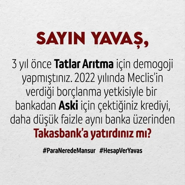 CHP’li Mansur Yavaş ABB’nin kasasını boşalttı! Para nerede hesap ver!