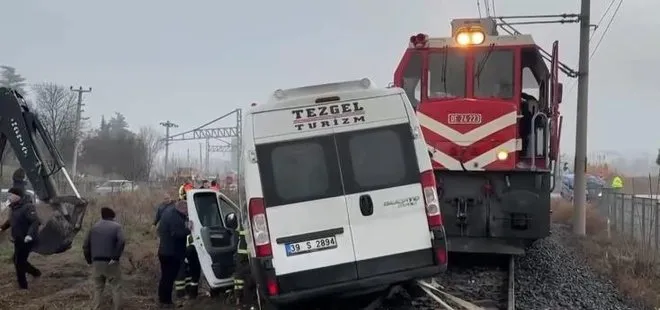 Kırklareli’nde yük treni işçi servisine çarptı! Yaralılar var
