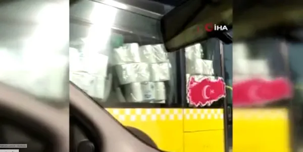 İstanbul’da İETT otobüsüyle kağıt havlu sevkiyatı! Görenler şaşkına döndü: Nereye götürülüyor?