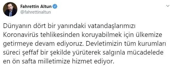 İletişim Başkanı Fahrettin Altun açıkladı! İşte 17 Nisan’da alınan koronavirüs önlemleri