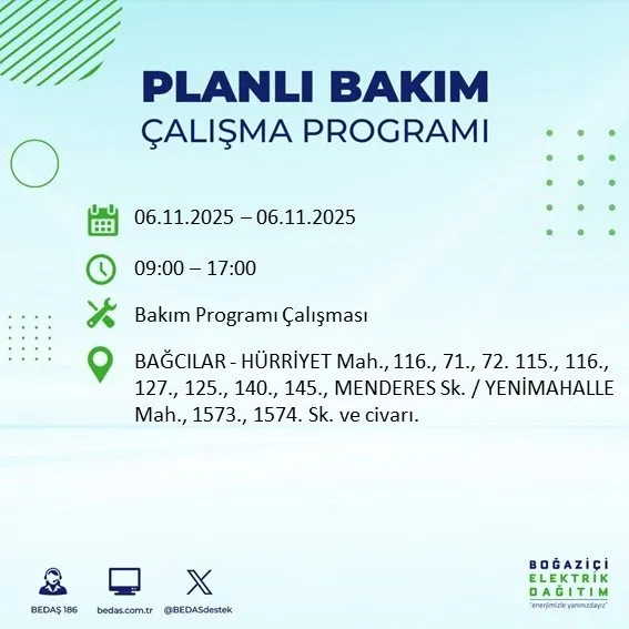 6 Kasım İstanbul’da 9 saatlik kesinti: İstanbul'da hangi ilçelerde elektrik kesilecek? Mahalleniz listede mi? İstanbul’da 9 saatlik kesinti: Hangi ilçelerde elektrikler kesilecek?