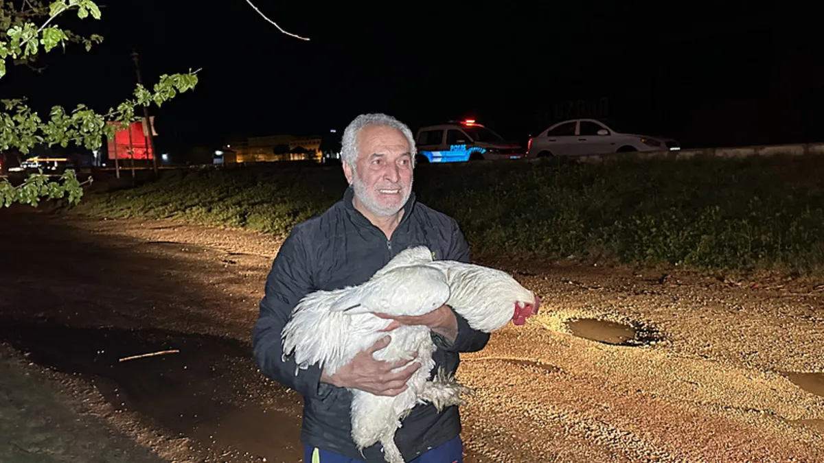 Yangından kurtardığı tavuğuna böyle sarıldı