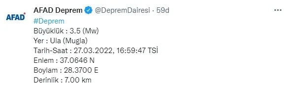 SON DAKİKA | Muğla'da deprem | 2022 AFAD SON DEPREMLER - 1