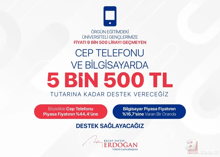 Destek kapsamına giren ÖTV’siz cep telefonu ve bilgisayarlar hangileri? Başkan Erdoğan öğrencilere müjdeyi vermişti 2