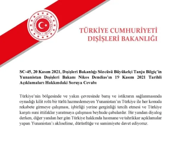 Son dakika: Türkiye’den Yunanistan Dışişleri Bakanı Nikos Dendias’ın Türkiye açıklamasına sert tepki