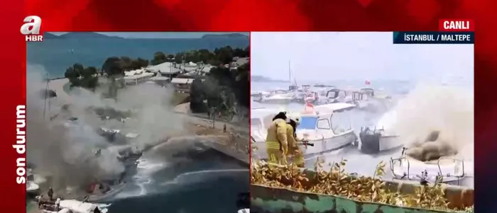 Son dakika: İstanbul Maltepe'de tekne yangını - 1