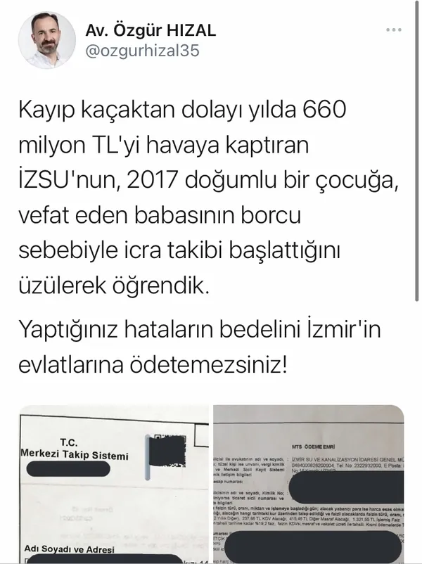 CHP’li İzmir Büyükşehir Belediyesi’nden 4 yaşındaki çocuğa icra takibi!