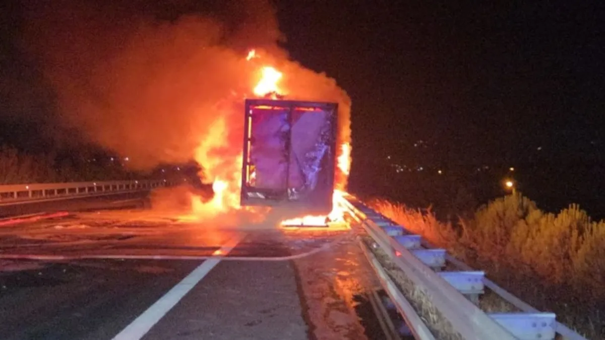 Bursa'da seyir halindeki kamyon cayır cayır yandı: Bursa istikameti ulaşıma kapatıldı