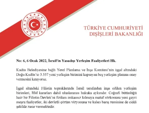 Dışişleri Bakanlığından İsrail’e kınama - 1