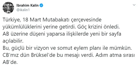 Cumhurbaşkanlığı Sözcüsü: Adım atma sırası AB'de - 1