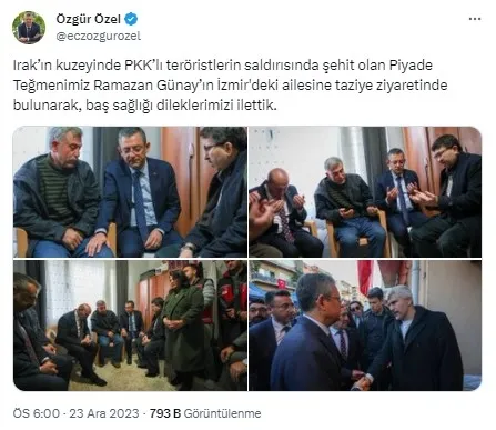 İkiyüzlülük zirvenin adı Özgür Özel! Demirtaş’a selam çaktı şehit ailesini ziyaret etti! Sosyal medyadan tepki yağdı: Ne yüzle gittin?