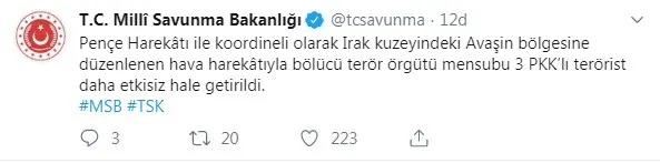 Kuzey Irak'a hava harekatı! 3 terörist etkisiz hale getirildi - 1