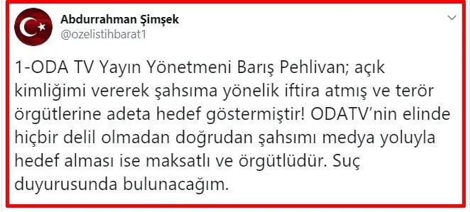 MİT ihanetine imza Oda TV’nin Genel Yayın Yönetmeni Barış Pehlivan Sabah’a saldırdı