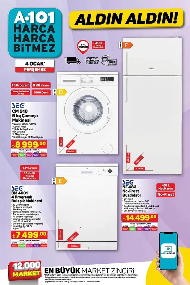 4 Ocak A101 aktüel indirim kataloğu yayınlandı! Filtre kahve makinesi, Samsung süpürge, Arzum ütü, Granit tencere seti uygun fiyattan satışta